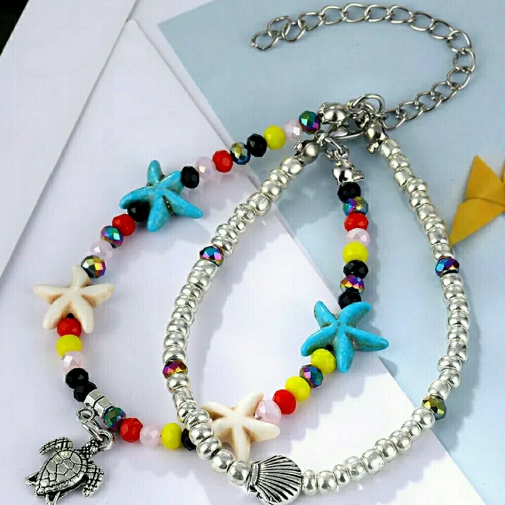 LAST 1! Double Beaded Charm Ankle Bracelet/Anklet - Picture 2 of 4